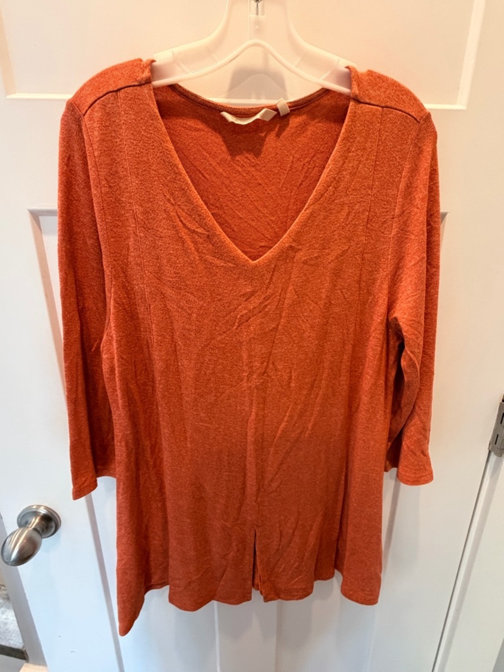 Soft Surroundings Lago Tonic Rust Orange V-Neck Top Size L Long Sleeve Knit